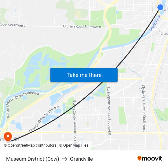 Museum District (Ccw) to Grandville map