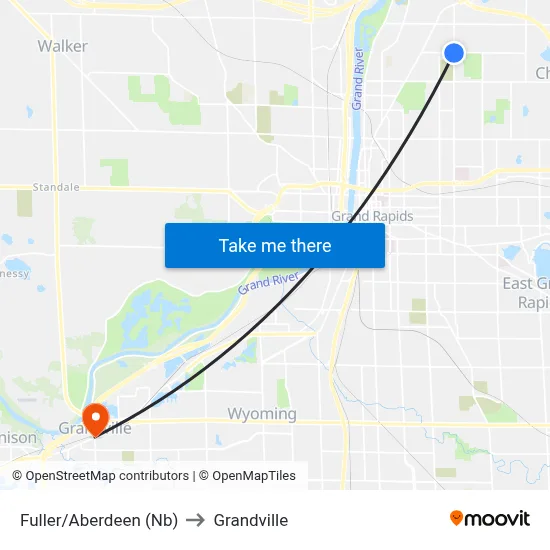 Fuller/Aberdeen (Nb) to Grandville map