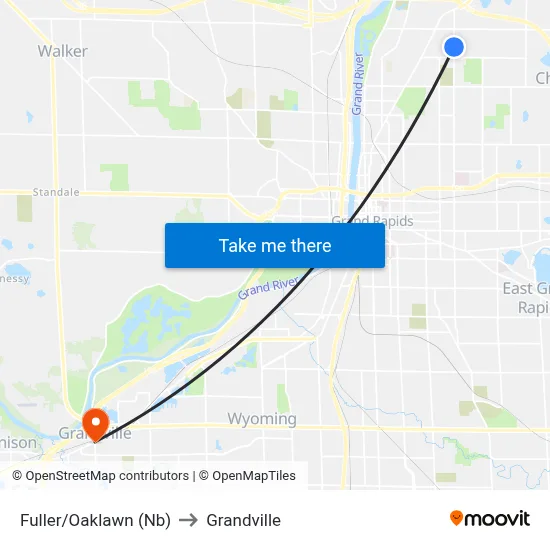 Fuller/Oaklawn (Nb) to Grandville map