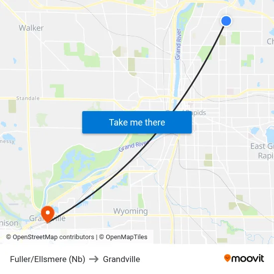 Fuller/Ellsmere (Nb) to Grandville map