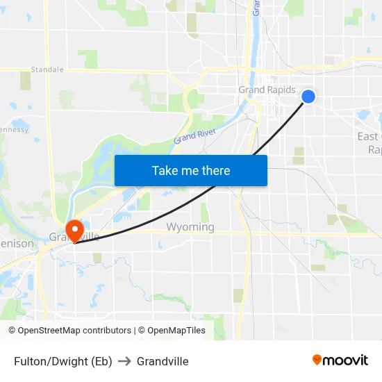 Fulton/Dwight (Eb) to Grandville map