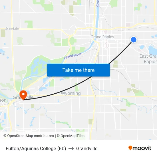 Fulton/Aquinas College (Eb) to Grandville map