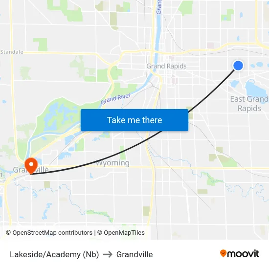 Lakeside/Academy (Nb) to Grandville map