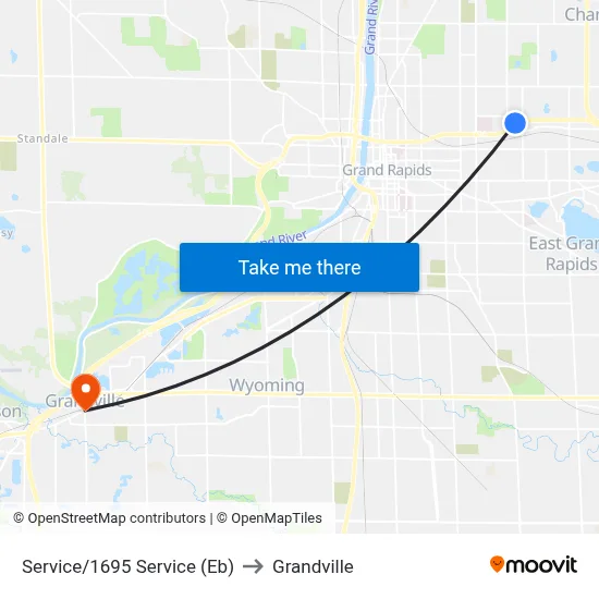 Service/1695 Service (Eb) to Grandville map