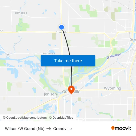 Wilson/W Grand (Nb) to Grandville map