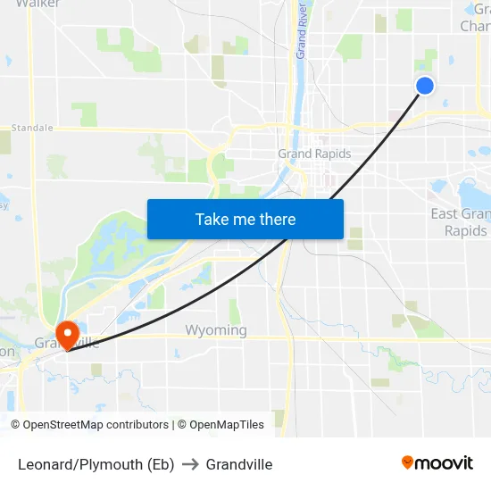 Leonard/Plymouth (Eb) to Grandville map