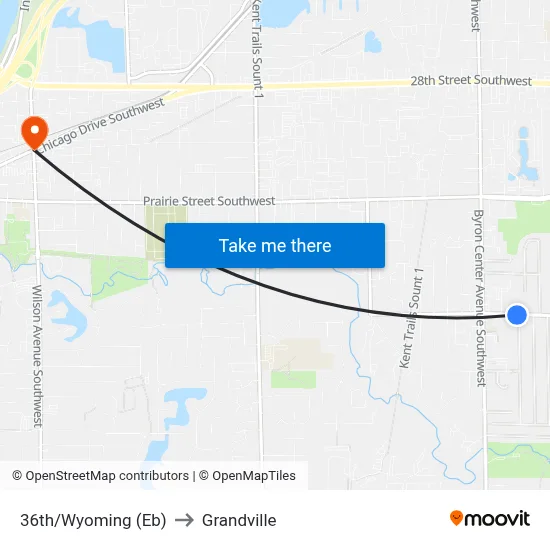 36th/Wyoming (Eb) to Grandville map