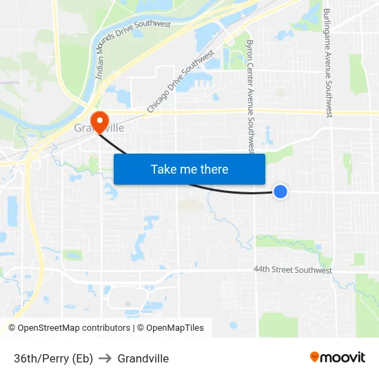 36th/Perry (Eb) to Grandville map