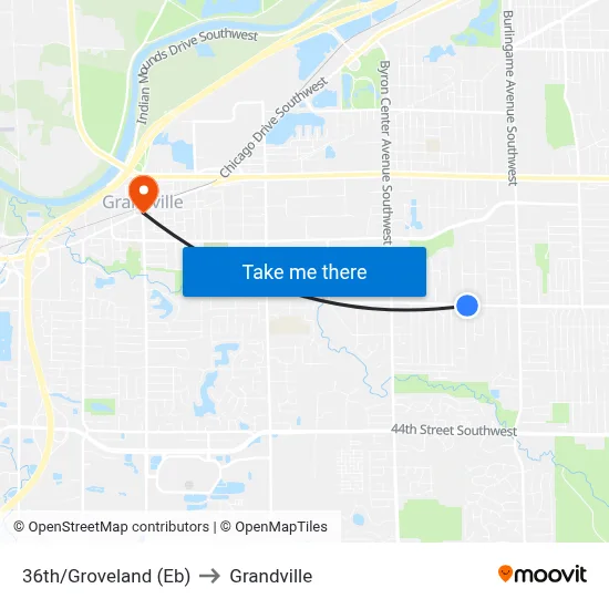 36th/Groveland (Eb) to Grandville map