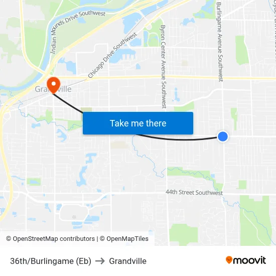 36th/Burlingame (Eb) to Grandville map