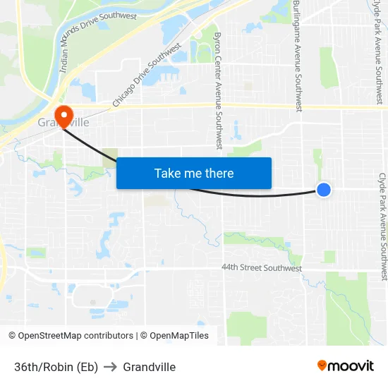 36th/Robin (Eb) to Grandville map