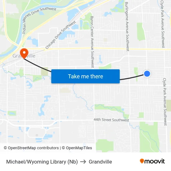 Michael/Wyoming Library (Nb) to Grandville map