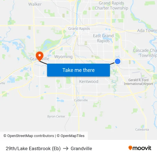 29th/Lake Eastbrook (Eb) to Grandville map