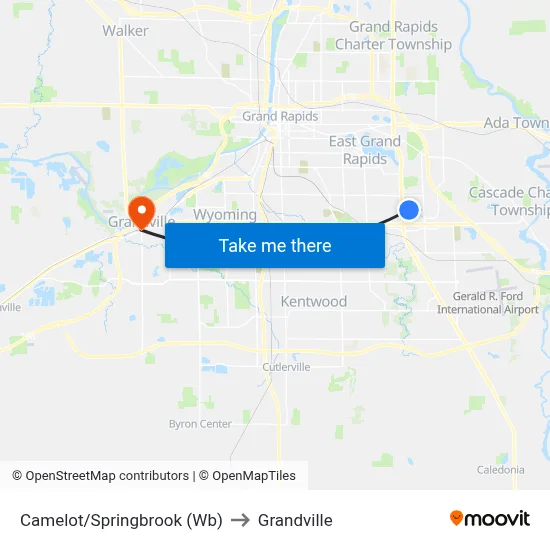 Camelot/Springbrook (Wb) to Grandville map
