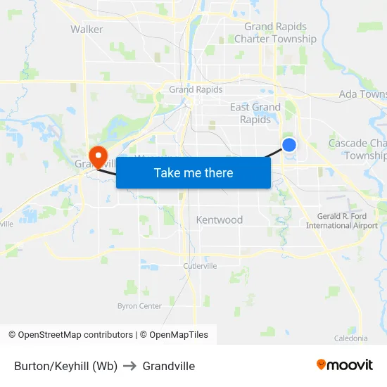 Burton/Keyhill (Wb) to Grandville map