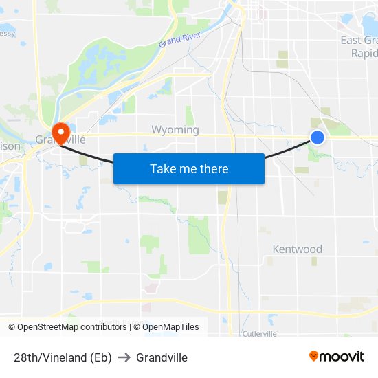 28th/Vineland (Eb) to Grandville map