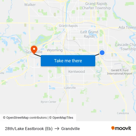 28th/Lake Eastbrook (Eb) to Grandville map