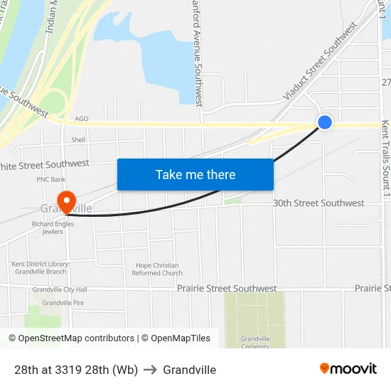28th at 3319 28th (Wb) to Grandville map
