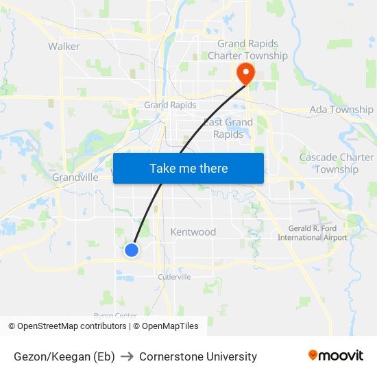 Gezon/Keegan (Eb) to Cornerstone University map