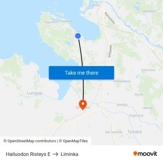 Hailuodon Risteys E to Liminka map