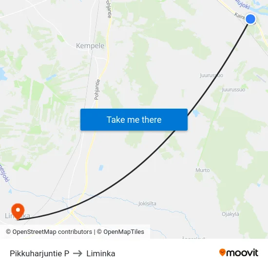 Pikkuharjuntie P to Liminka map