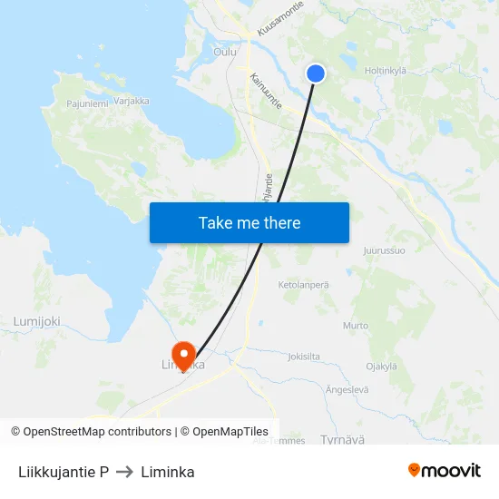 Liikkujantie P to Liminka map