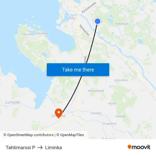 Tahtimarssi P to Liminka map