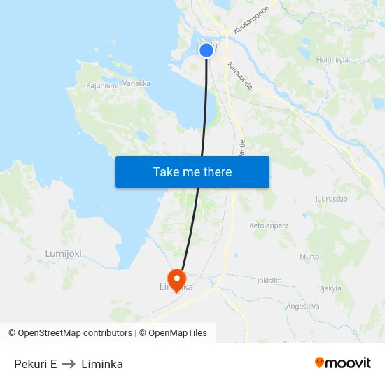 Pekuri E [Keskusta] to Liminka map