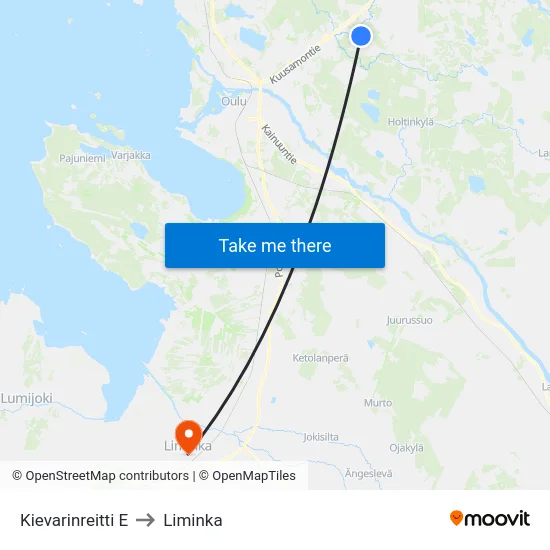 Kievarinreitti E to Liminka map