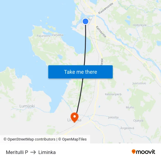 Meritulli P to Liminka map