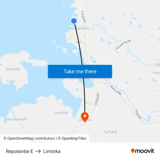 Repolantie E to Liminka map