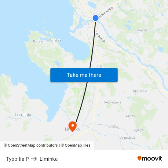 Typpitie P to Liminka map