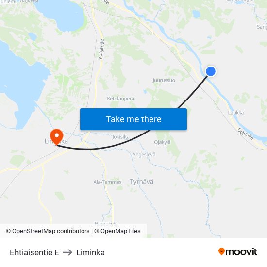 Ehtiäisentie E to Liminka map