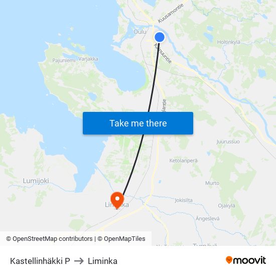 Kastellinhäkki P to Liminka map