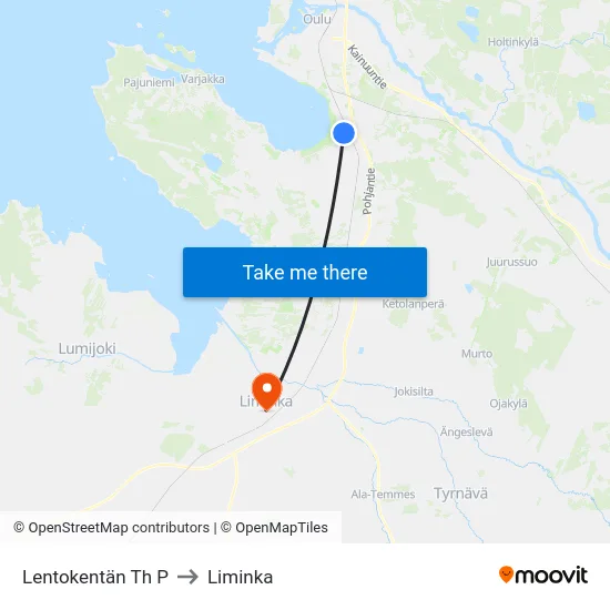 Lentokentän Th P to Liminka map
