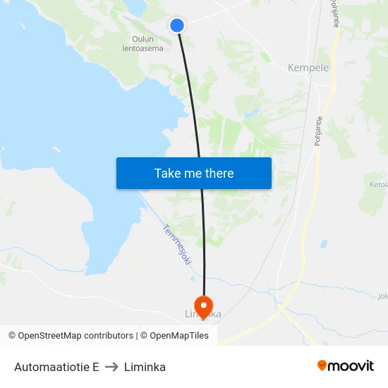 Automaatiotie E to Liminka map