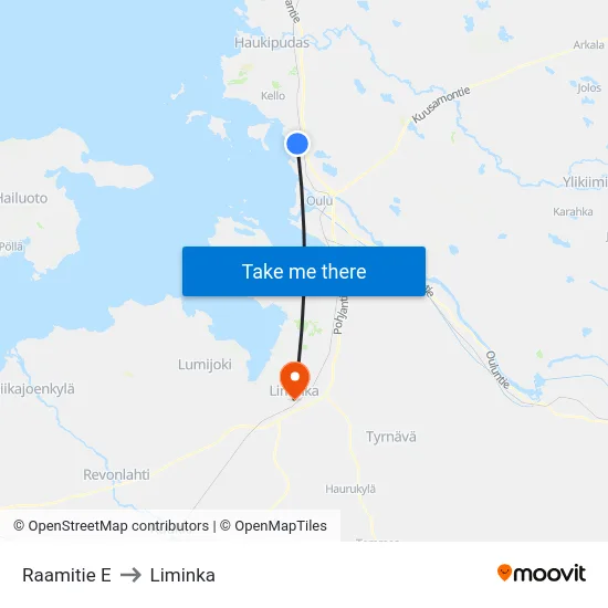 Raamitie E to Liminka map