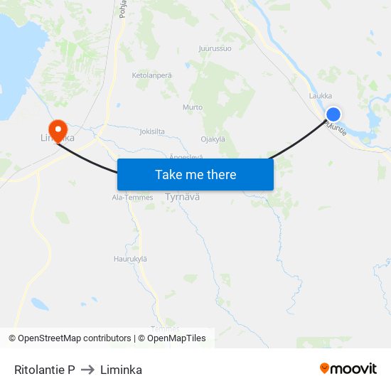 Ritolantie P to Liminka map