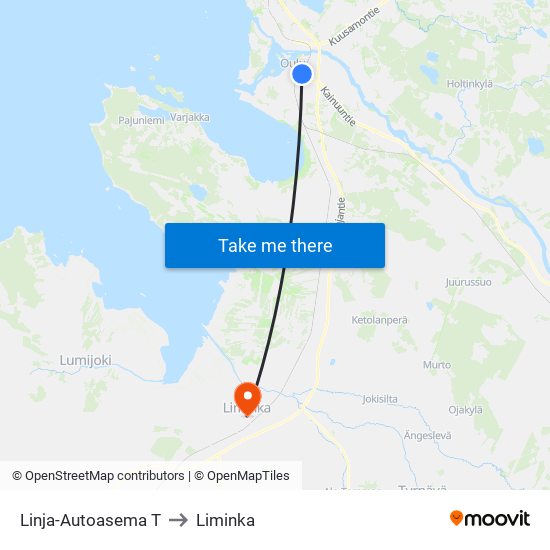 Linja-Autoasema T to Liminka map