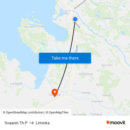 Svaanin Th P to Liminka map