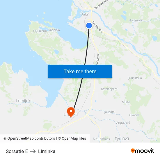 Sorsatie E to Liminka map