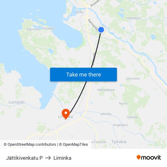 Jättikivenkatu P to Liminka map