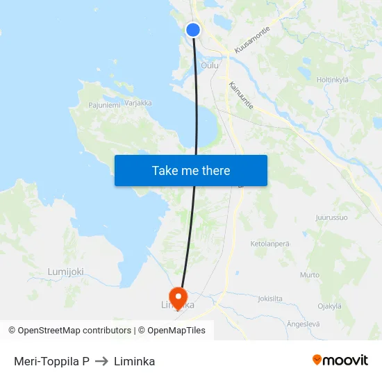 Meri-Toppila P to Liminka map