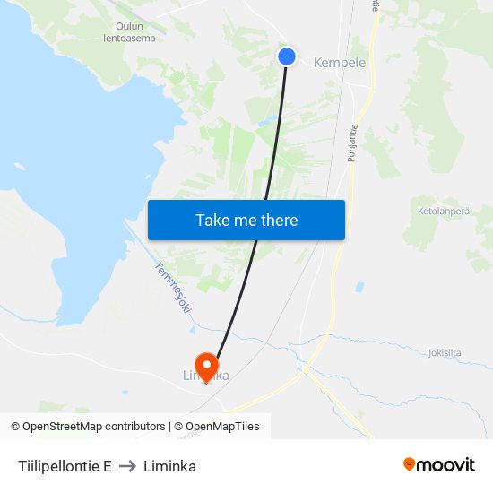 Tiilipellontie E to Liminka map
