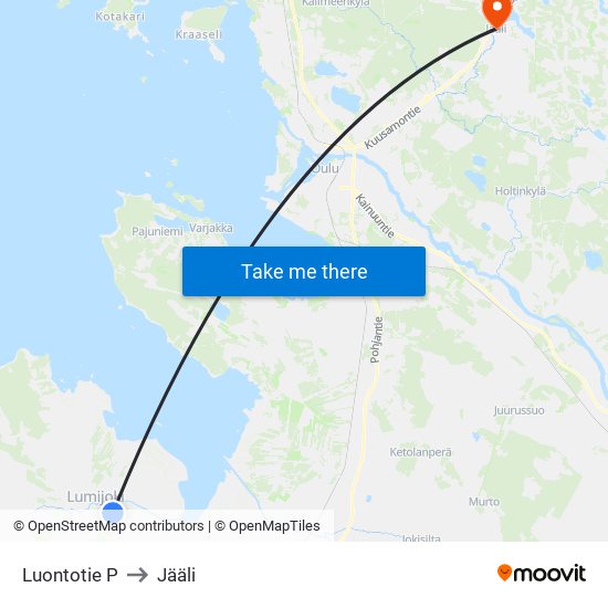 Luontotie P to Jääli map