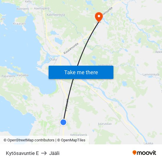 Kytösavuntie E to Jääli map