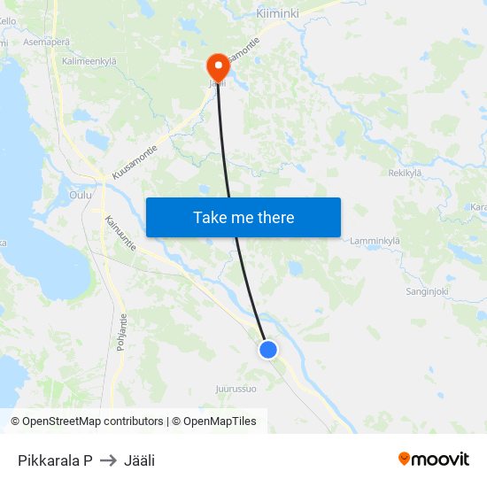 Pikkarala P to Jääli map