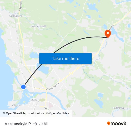 Vaakunakylä P to Jääli map