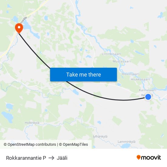 Rokkarannantie P to Jääli map