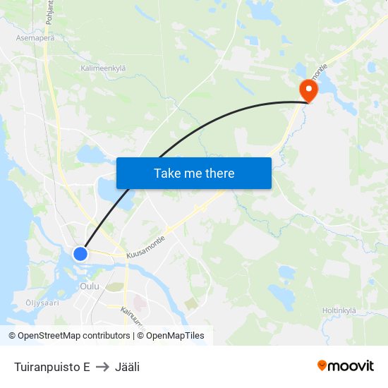 Tuiranpuisto E to Jääli map